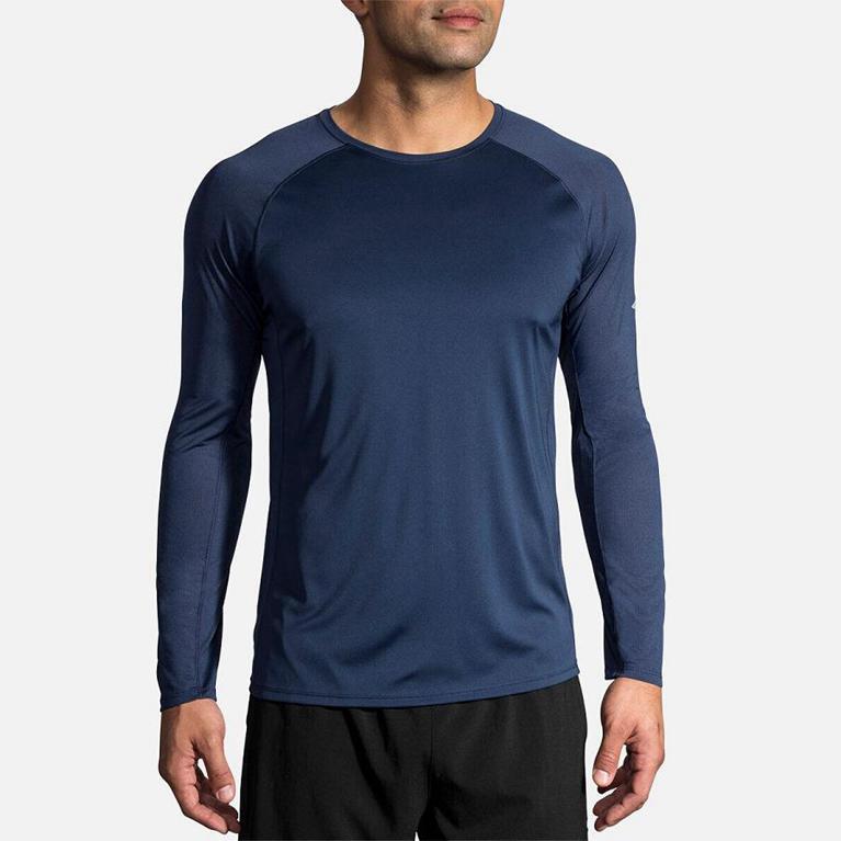 Brooks STEALTH Long Sleeve Running Shirt Mens Sale - Blue (LZT324865)